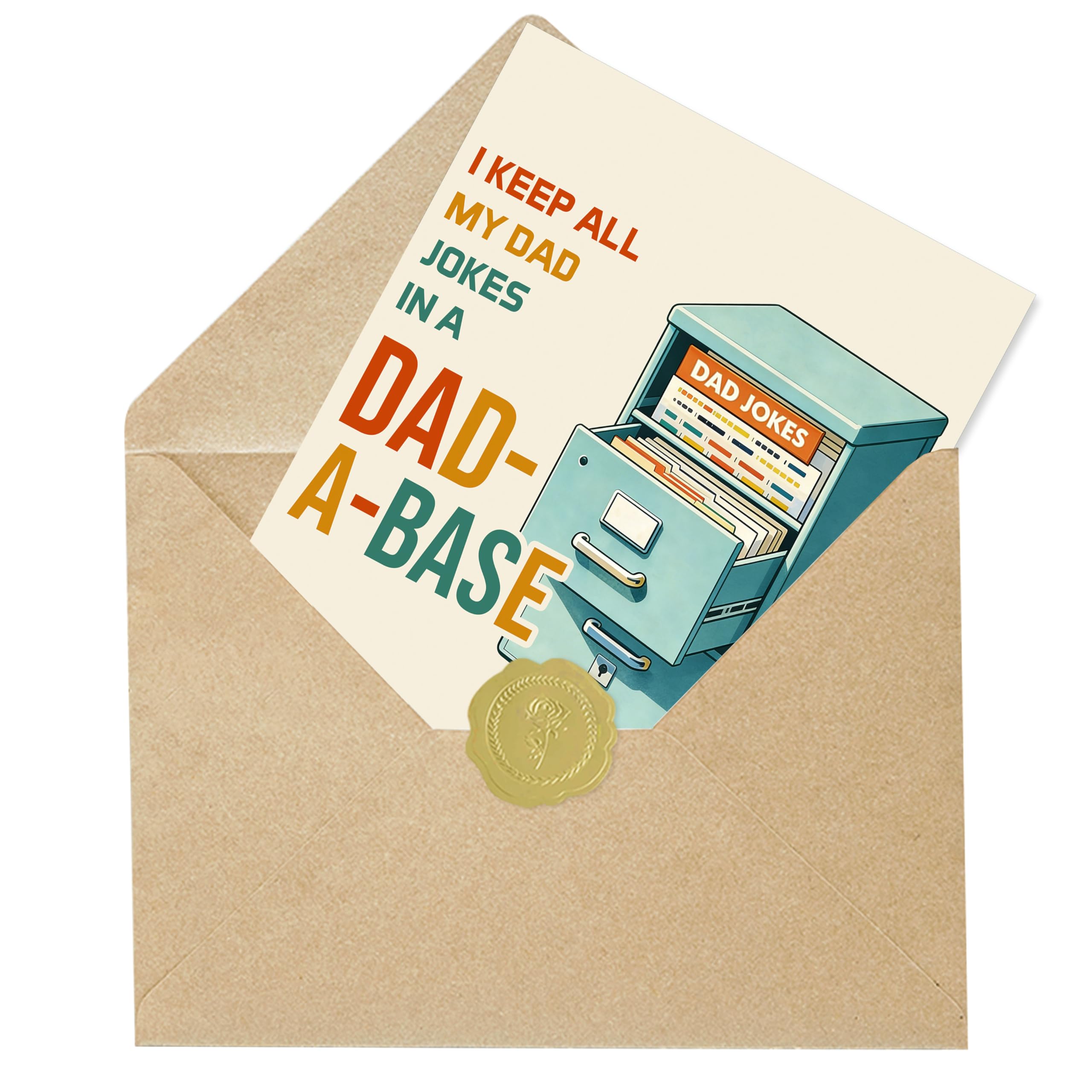 IDU Fathers Day Card, Funny Fathers Day Cards Gifts Decorations for Dad from Daughter Son, Happy Father's Day Cards Gifts Ideas with Envelope, Dad-a-base Pun Card for Dad