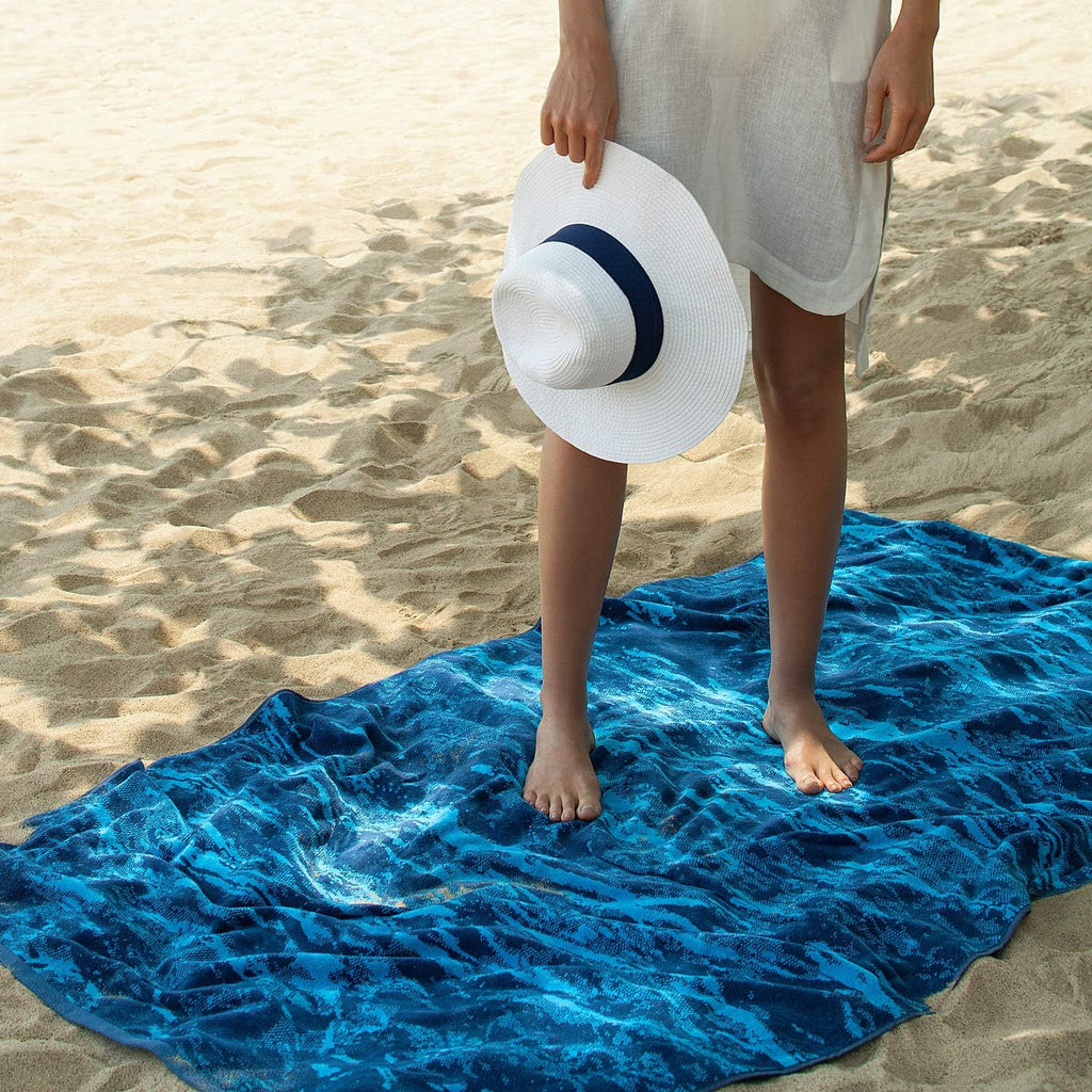 Softerry Luxury Beach Towel - 100% Soft Cotton, Eco-Friendly, 40 x 70 in - Perfect for Hotels & Resorts (Aqua)