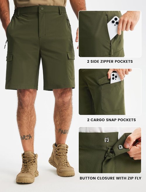 Libin Men's Hiking Cargo Shorts - Lightweight Quick-Dry Design with Zipper Pockets | 9" Casual Style
