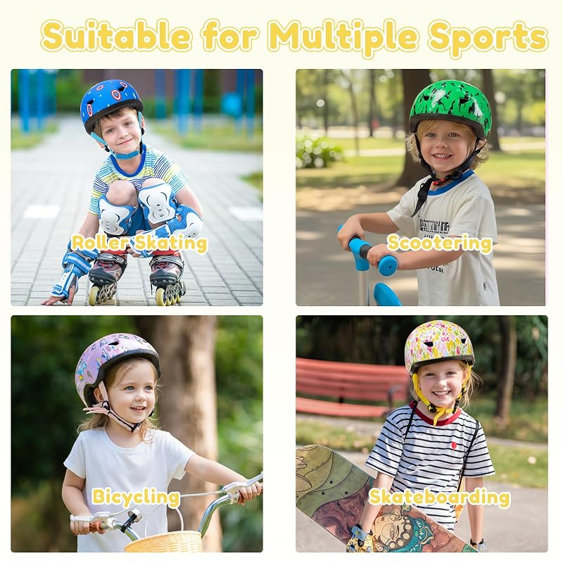 Toddler Bike Helmet with Gloves and Backpack Set - 3 Sizes, Adjustable for Ages 1-8+ (Flower Kitten)