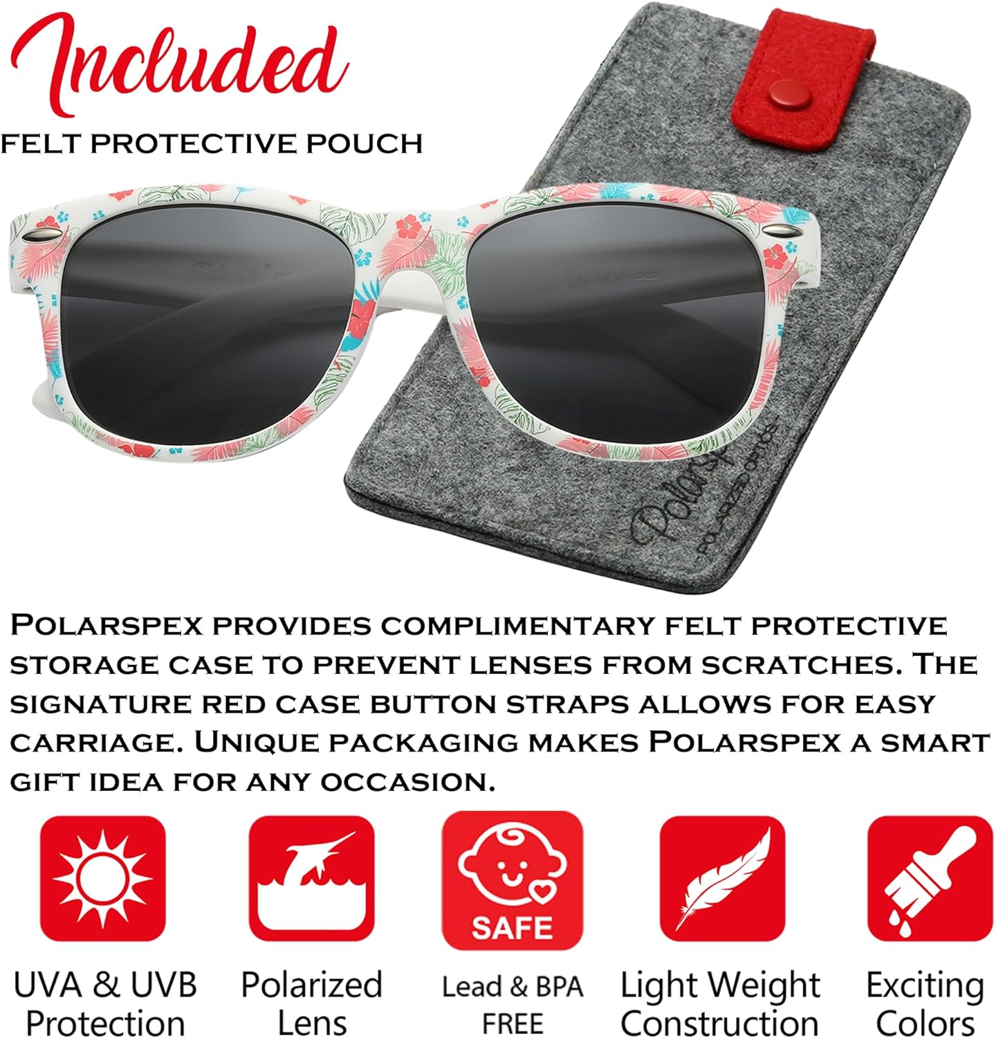 PolarSpex Toddler Sunglasses - Unbreakable UV Protection Polarized Shades for Kids Age 2-8