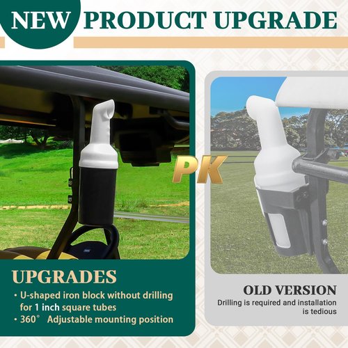 FIXHAWK Golf Cart Sand Bottle with Holder, Golf Sand Bottle for Club Car/EZGO/Yamaha Models with 1" Tube Bracket, No Drilling Large Capacity and Easy to Install, 1PCS