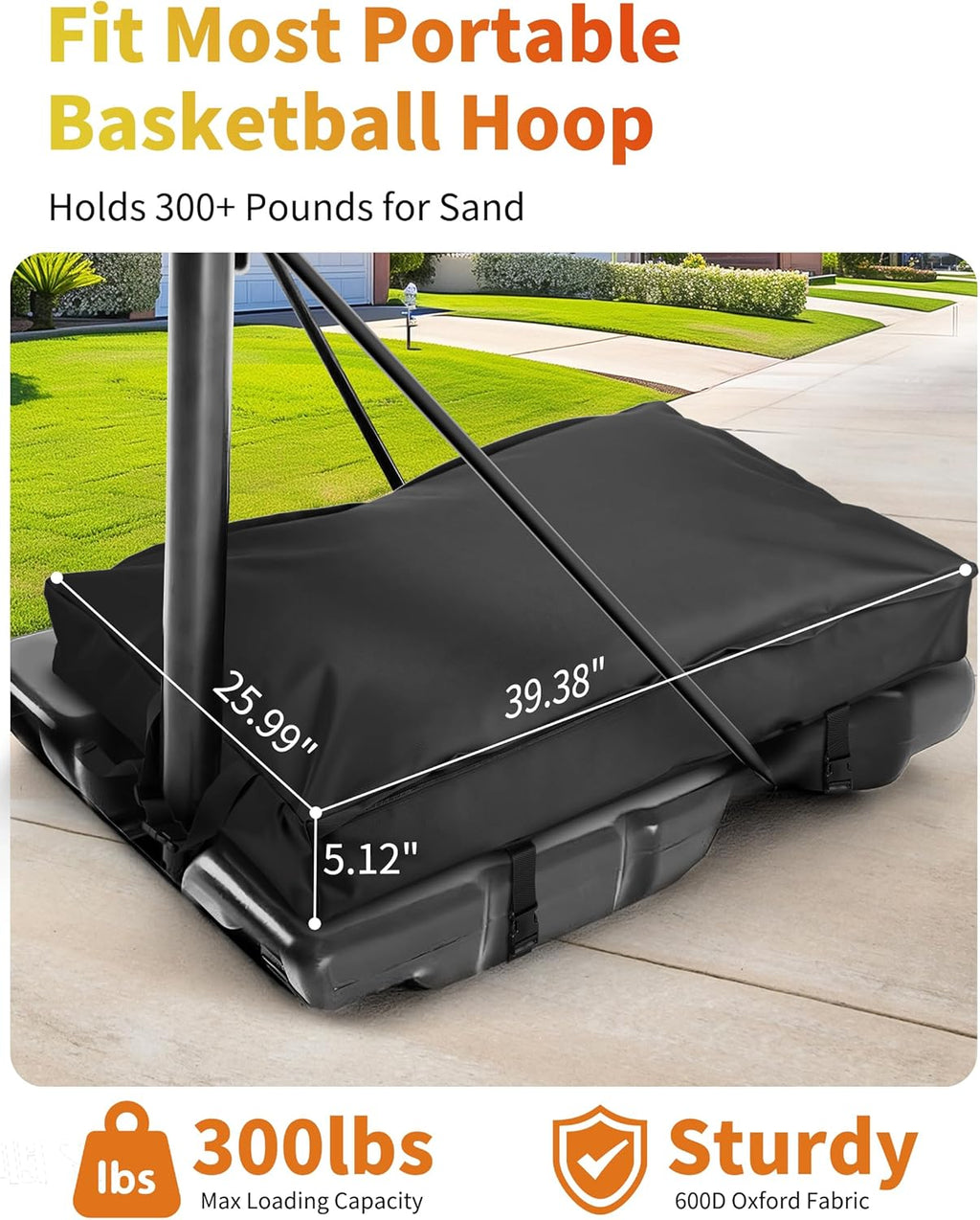 Skiennix Basketball Hoop Sandbag - Heavy Duty Weighted Base Anchor, Weather Resistant Oxford Fabric