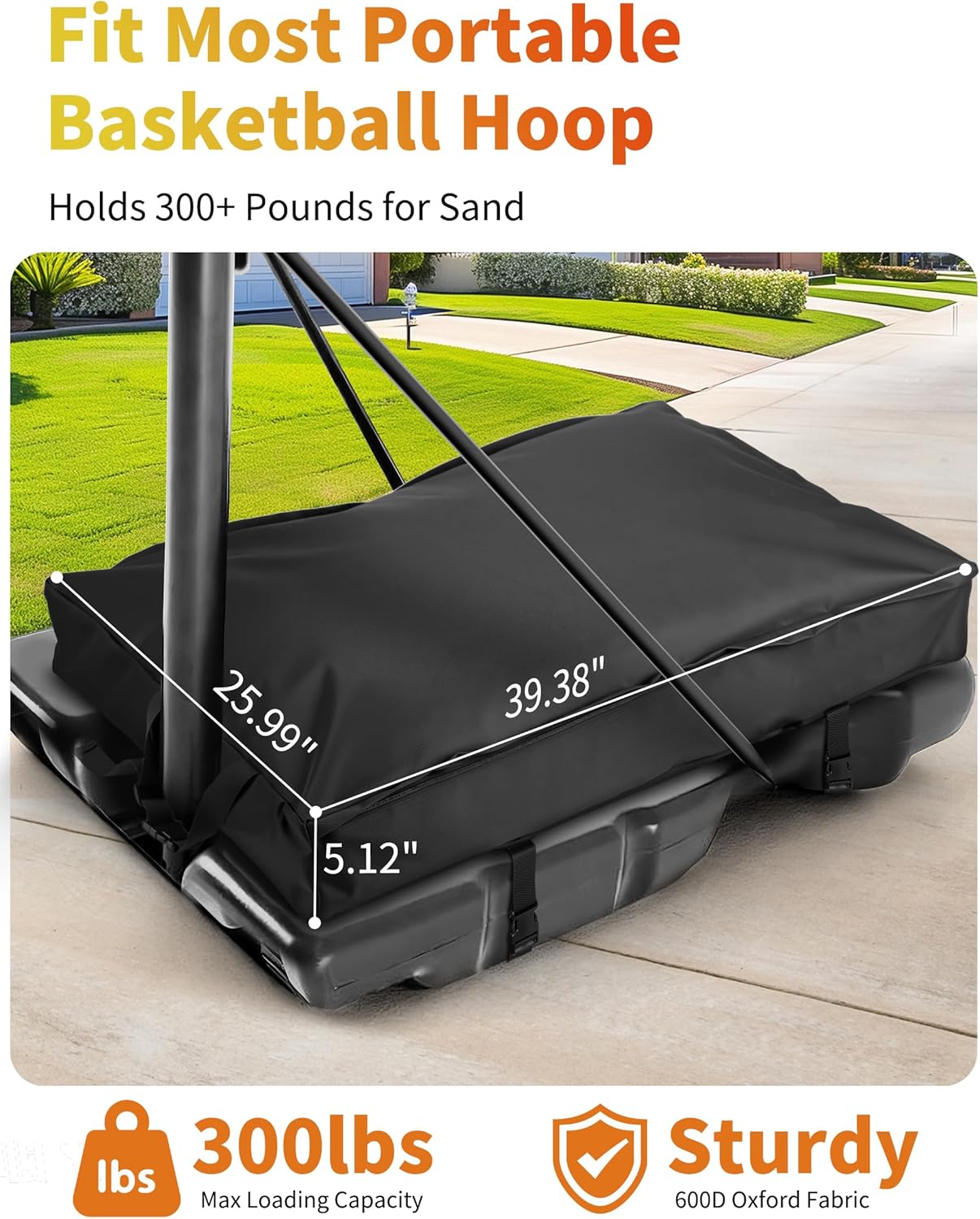Skiennix Basketball Hoop Sandbag - Heavy Duty Weighted Base Anchor, Weather Resistant Oxford Fabric