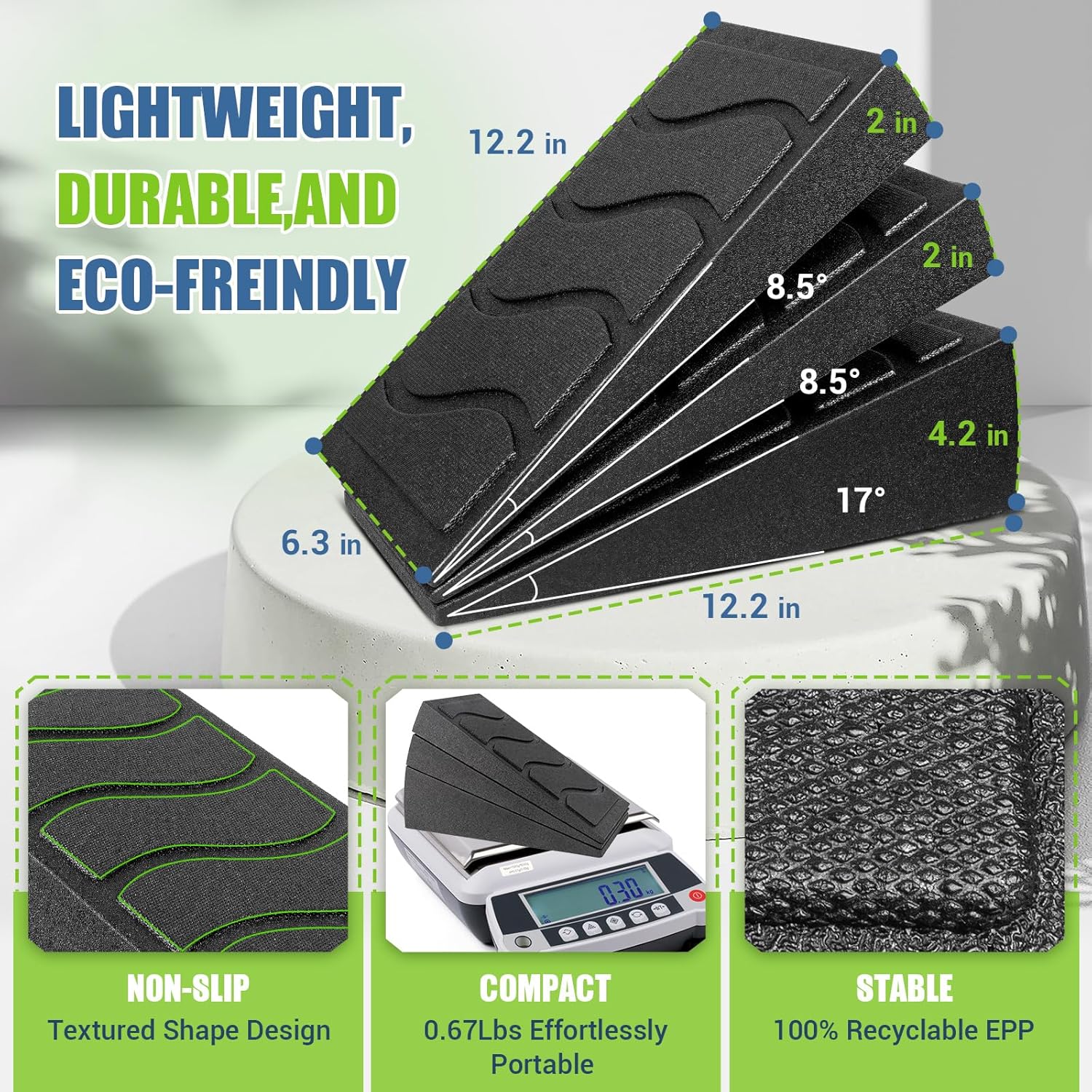 Squat Wedge Block by [Brand Name] - 5 Adjustable Angles for Calf Stretching | 520 LBS Capacity, Includes Strap & Poster