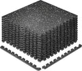 SUPERJARE 0.79'' Extra-Thick Exercise Equipment Mats, 12 Pcs 48 Sq Ft Rubber Top Floor Tiles with High Density EVA Foam, Interlocking Gym Flooring for Home Gym, Workout Mat, Black/Grey