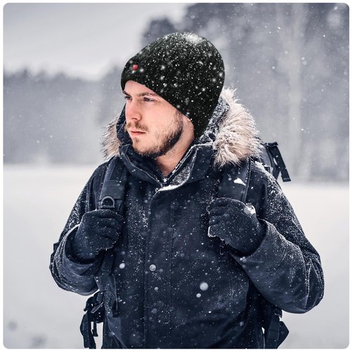 SVPRO Heated Beanie Hats for Men Women,Rechargeable Battery Heated Winter Hat Electric Knit Skull Cap,Outdoor Heated Hat Unisex Cold Weather Hats