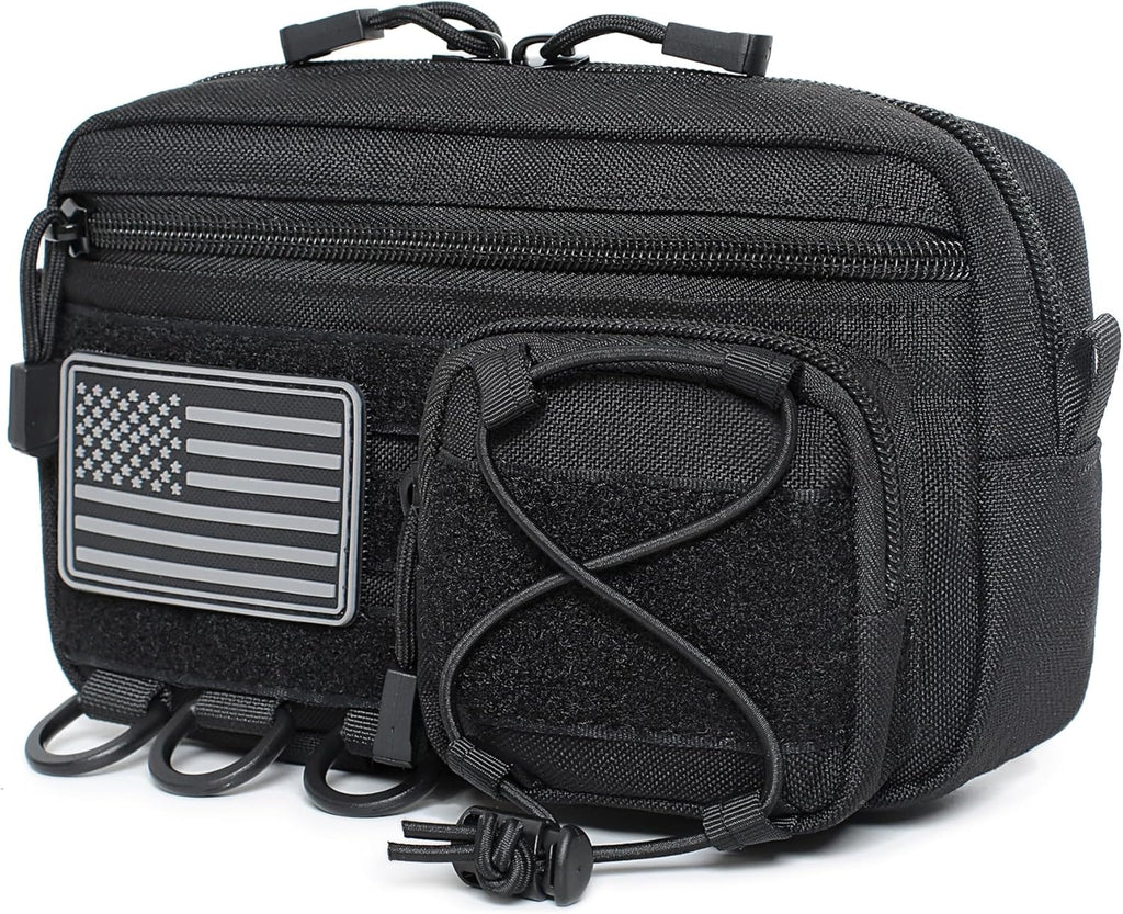 Skiennix Tactical Molle Horizontal Admin Pouch - Front Drawstring Pocket | EDC Utility Organizer Bag
