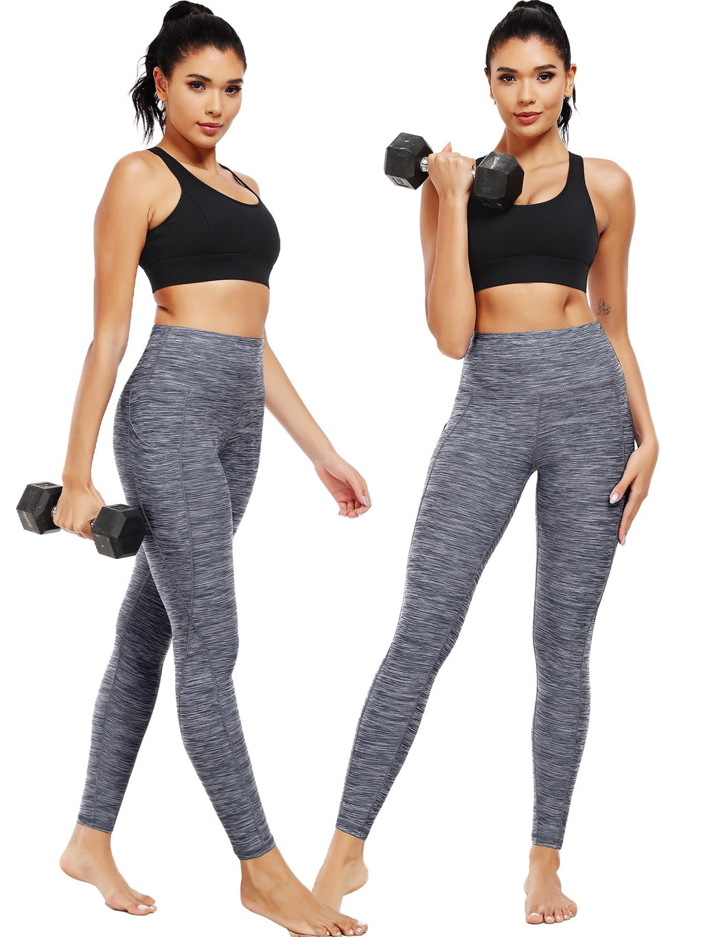 NELEUS Tummy Control High Waist Yoga Pants Workout Running Leggings for Women,9033,3 Pack,Red,Grey,Brown,XL,EU 2XL