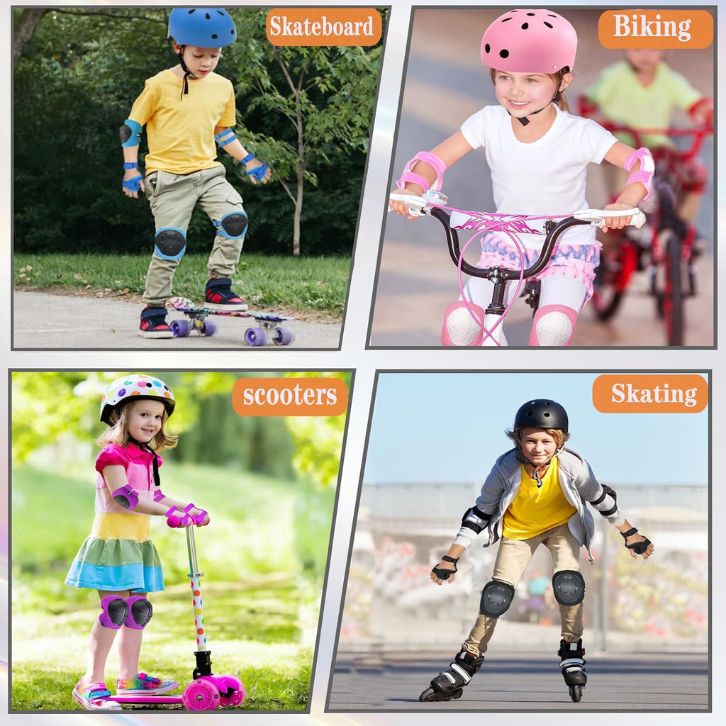 Skiennix Kids Protective Gear Set - Adjustable Knee Pads, Elbow Pads & Wrist Guards for Ages 3-14