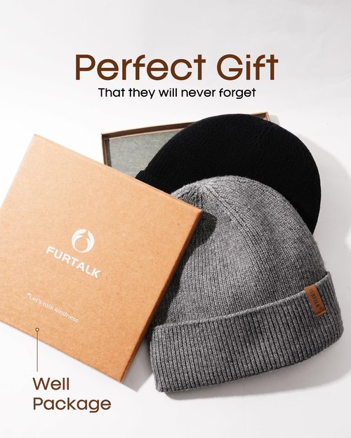 FURTALK Winter Hats for Men Women Fleece Lined Beanie Warm Knitted Outdoor Skull Cap 2 pcs