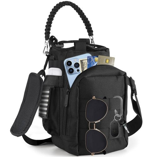 Bumotse Water Bottle Holder With Strap for 40/64/87Oz, Hands Free Crossbody Lightweight Bag With Phone Pocket & Card Slot, Insulated Sling for Hiking Gym Dog Walking