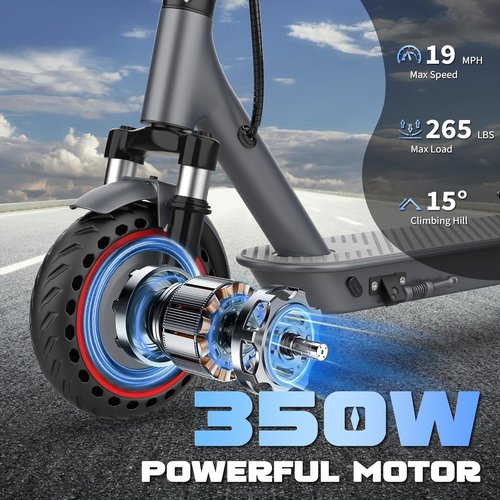 Electric Scooter - 350W/500W Motor with Dual Suspension | 19/22 MPH Speed, 23-31 Miles Range, 8.5"/10" Tires
