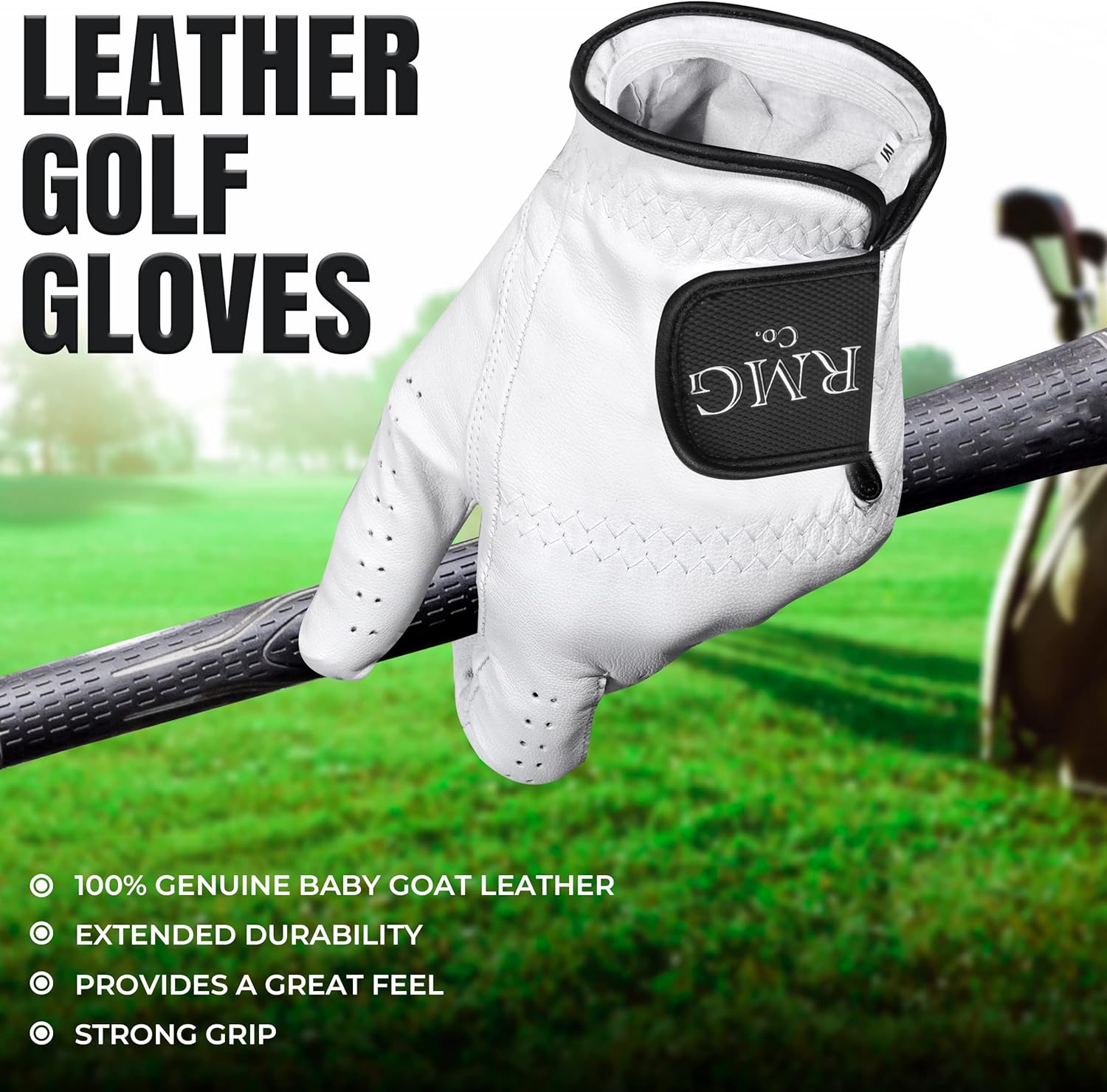 Skiennix Premium Leather Golf Glove - Classic White Design for Men | Left & Right Hand Options