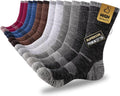 COOVAN Men's Cotton Crew Work Socks - 6 Pairs Moisture-Wicking Cushioned Athletic Socks for Hiking & Running