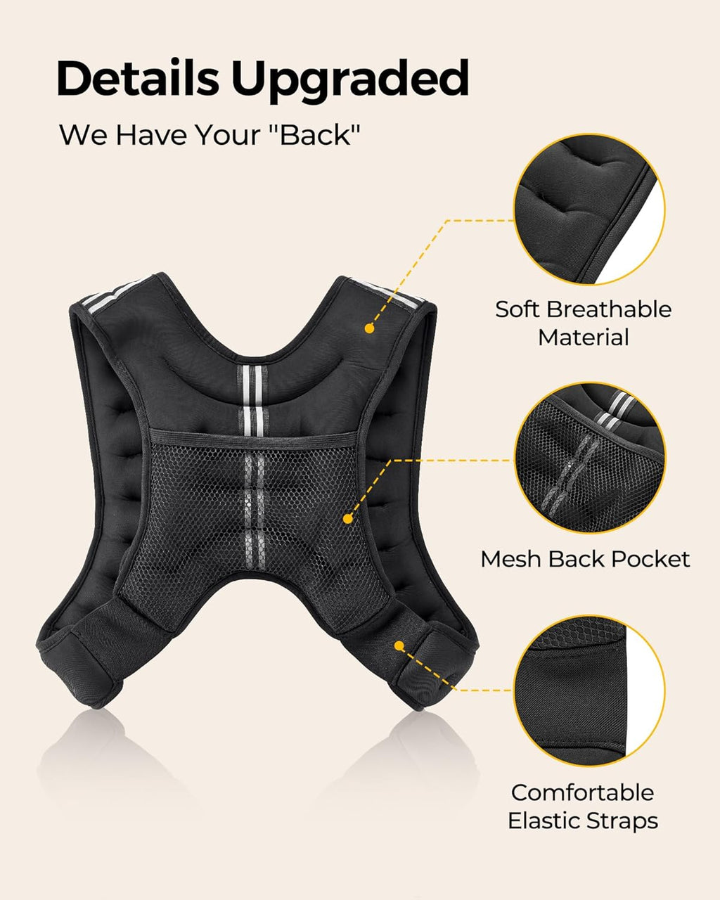 PACEARTH Weighted Vest - Adjustable 6lb to 30lb for Weight Loss & Strength Training | Reflective Stripe