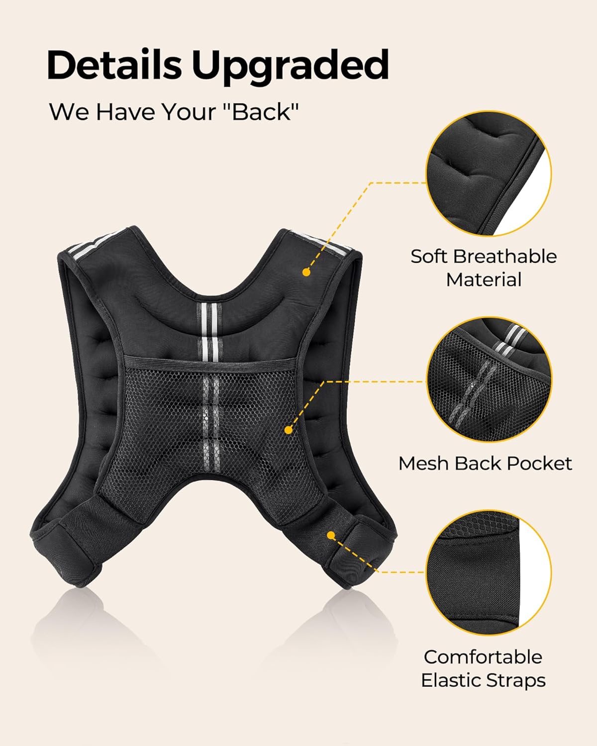 PACEARTH Weighted Vest - Adjustable 6lb to 30lb for Weight Loss & Strength Training | Reflective Stripe