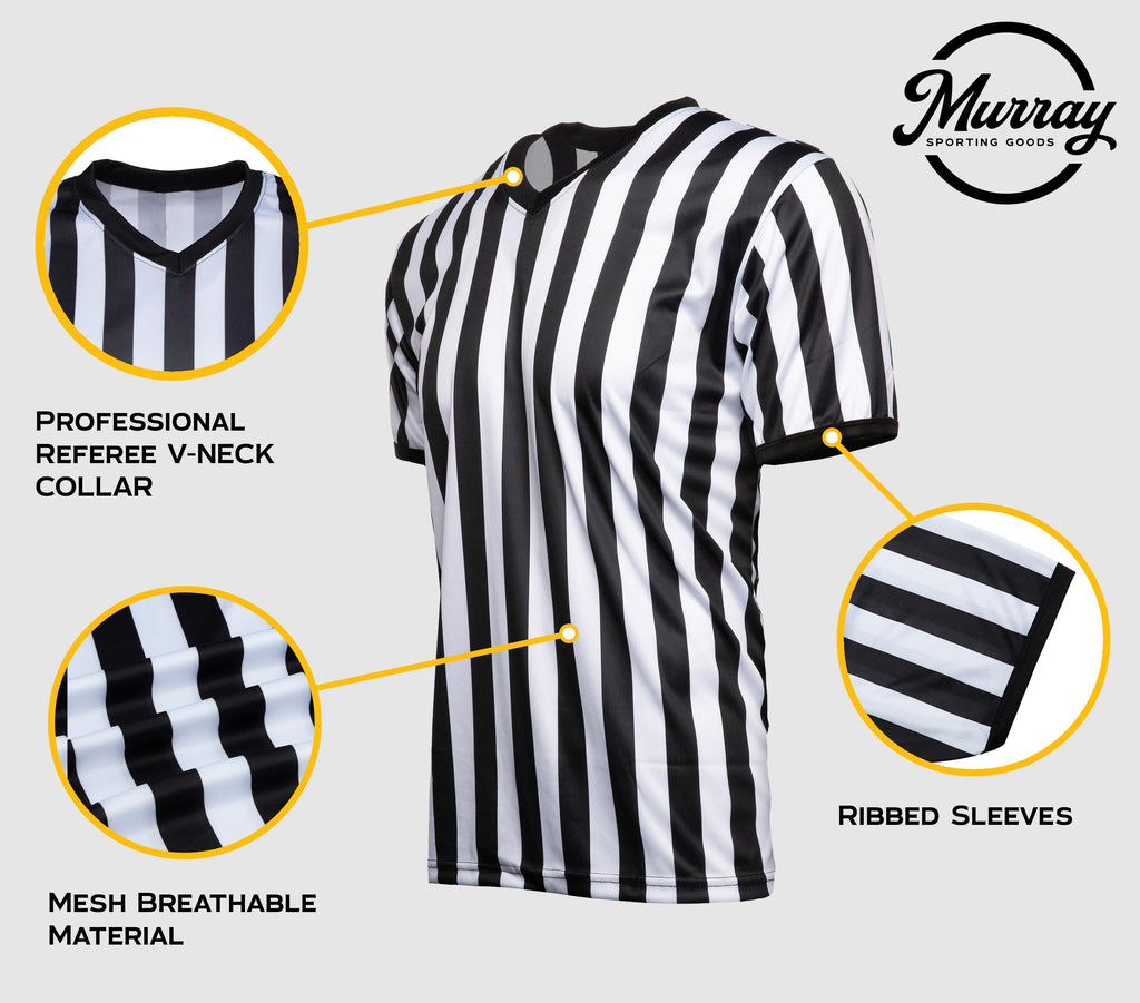 Murray Sporting Goods Men's V-Neck Referee Shirt | Men’s Official Short Sleeve Pro-Style V-Neck Officiating Halloween Costume (3X-Large)