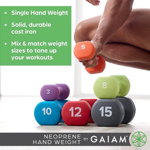 Gaiam Dumbbell Hand Weight - Neoprene Coated Free Weights for Home Gym Workouts | Strength Training