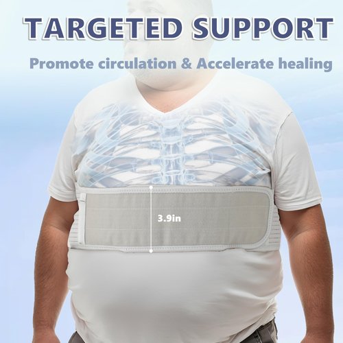 King Mills Plus Size Rib Brace for Women & Men – Extra Long Rib Compression Wrap, Large Size Cracked Ribs Support for Costochondritis Relief, Bruised, or Flared Ribs (fits 50”-55”)