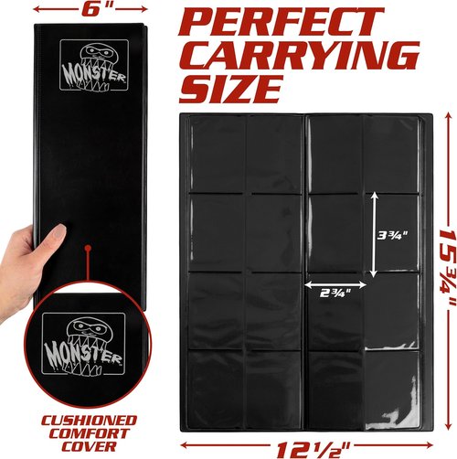 Monster Trading Card Album - Matte Black Binder with Anti-Theft Protection | Holds 320 Cards for Yu-Gi-Oh, Pokémon, MTG