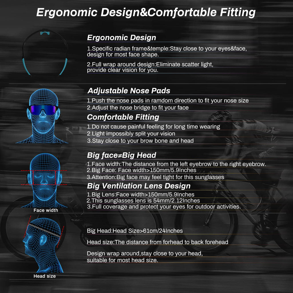 ROCKNIGHT UV Polarized Fishing Sunglasses Men Hiking Travel Outdoor Mirrored Blue Sunglasses Sports TR90 Black Frame