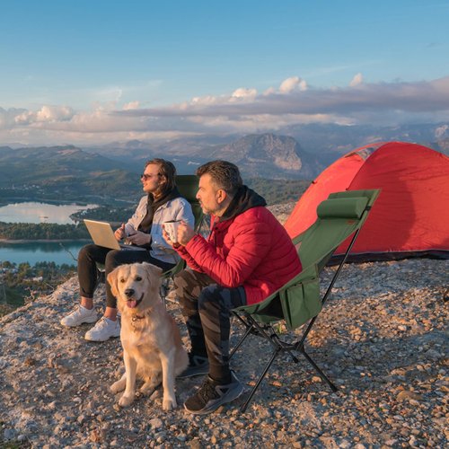 TOBTOS Portable High Back Camping Chair, Support 440 lbs, Ultralight Folding Chair with Head Support, Compact Backpacking Chair for Outdoor Camp Backpacking Fishing (Green)