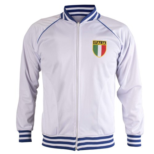 Italy/Italia Jacket Retro Football Tracksuit Zipped Jacket Men Top - XXL White