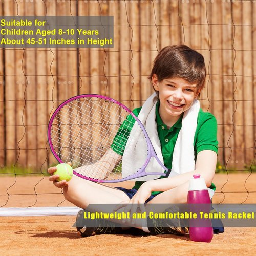 bo'weiqi 23" Kids Tennis Racket for Aged 8-10, Lightweight Youth Tennis Racket for Outdoor/Indoor Sports Including 1 Tennis Racket,1 Replacement Grip and 1 Shoulder Strap Bag Easy Carry(Pink)
