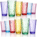 Hammered Multicolor 22 oz Plastic Tumblers Set of 12 - Stackable, Dishwasher Safe