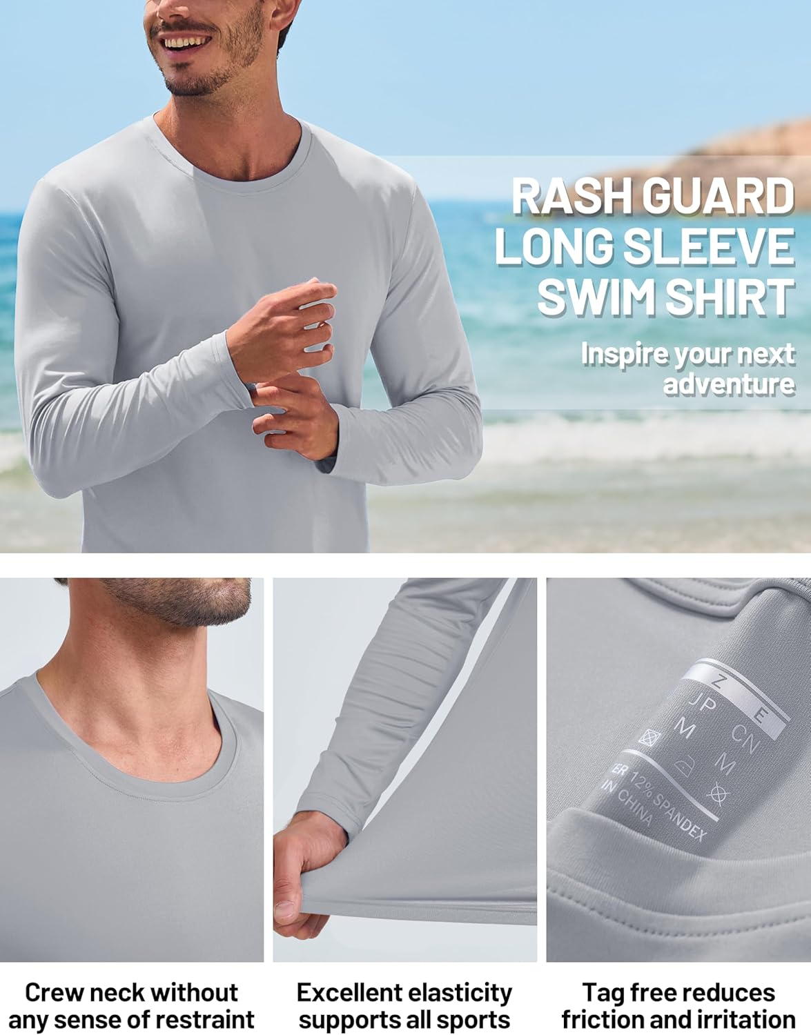 TACVASEN Men's Long Sleeve UV Protection Shirt - Quick Dry Lightweight Rash Guard for Fishing & Running