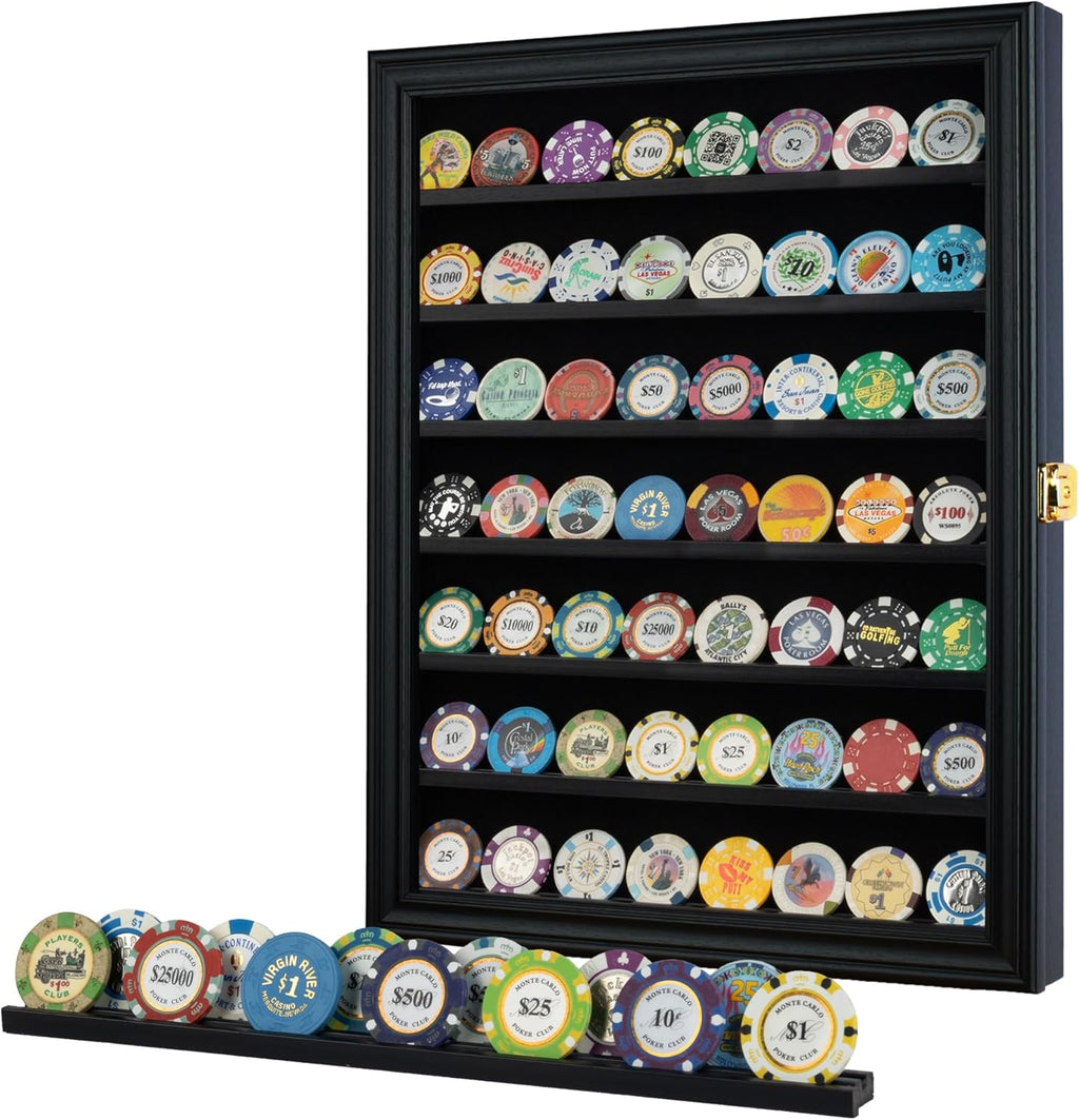 Regine Switzerland Military Challenge Coin Display Case - Black Finish with 98% UV Protection | Fits Army, Navy, Air Force, Marine Corps Coins