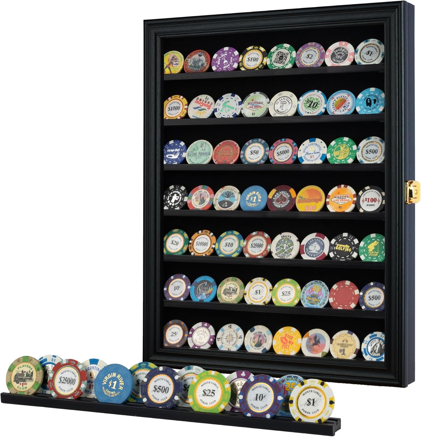 Regine Switzerland Military Challenge Coin Display Case - Black Finish with 98% UV Protection | Fits Army, Navy, Air Force, Marine Corps Coins