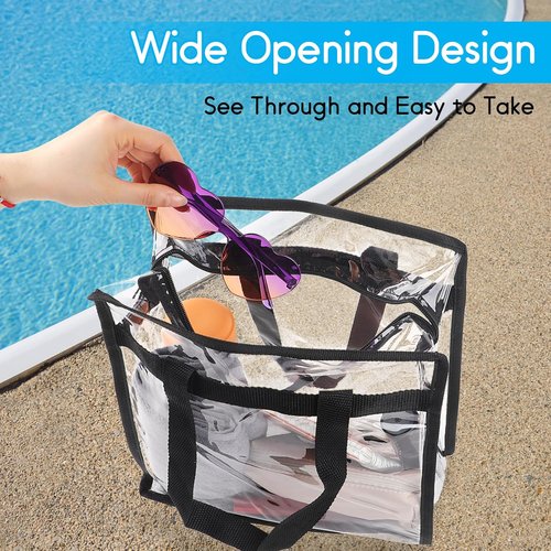 Hoiny Clear Stadium Bag - Large Transparent Tote (12x6x12) for Gym, Concert & Sports Events