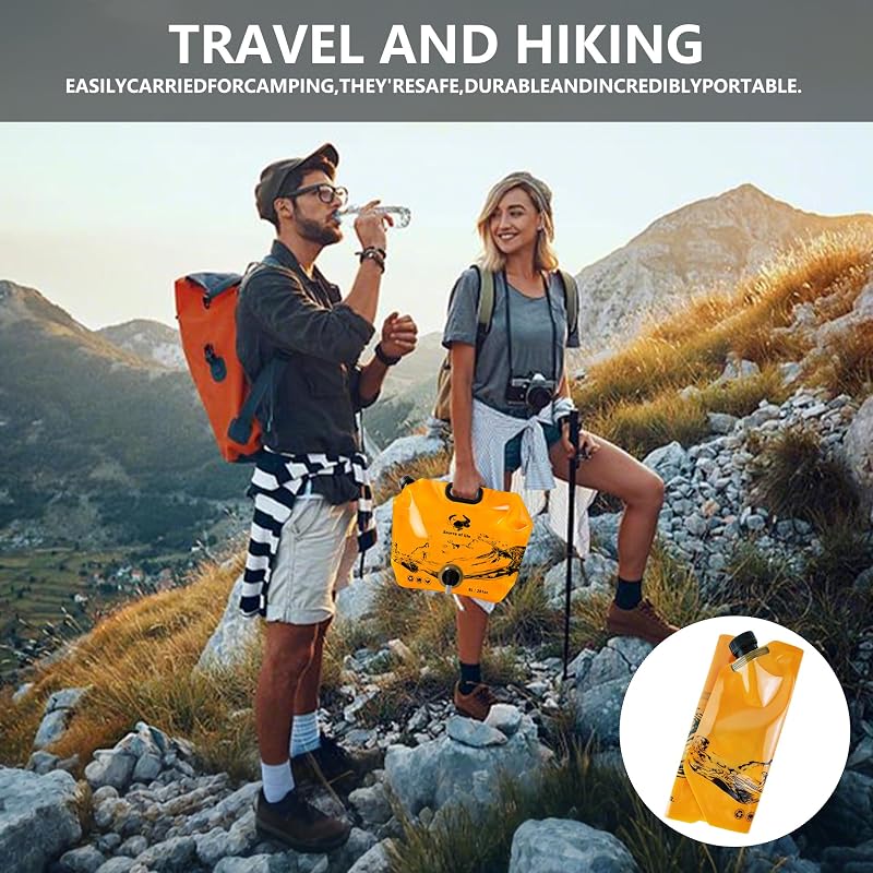 Collapsible 2.1 Gallon Water Jug with Spout - BPA-Free, 8L Camp Water Container (Orange+1)