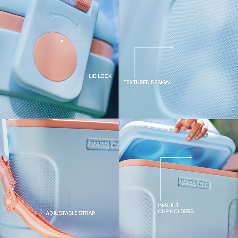 Pinnacle 8.5 Qt Mini Cooler with Adjustable Shoulder Strap, Detachable Ice Pack Divider – Blue