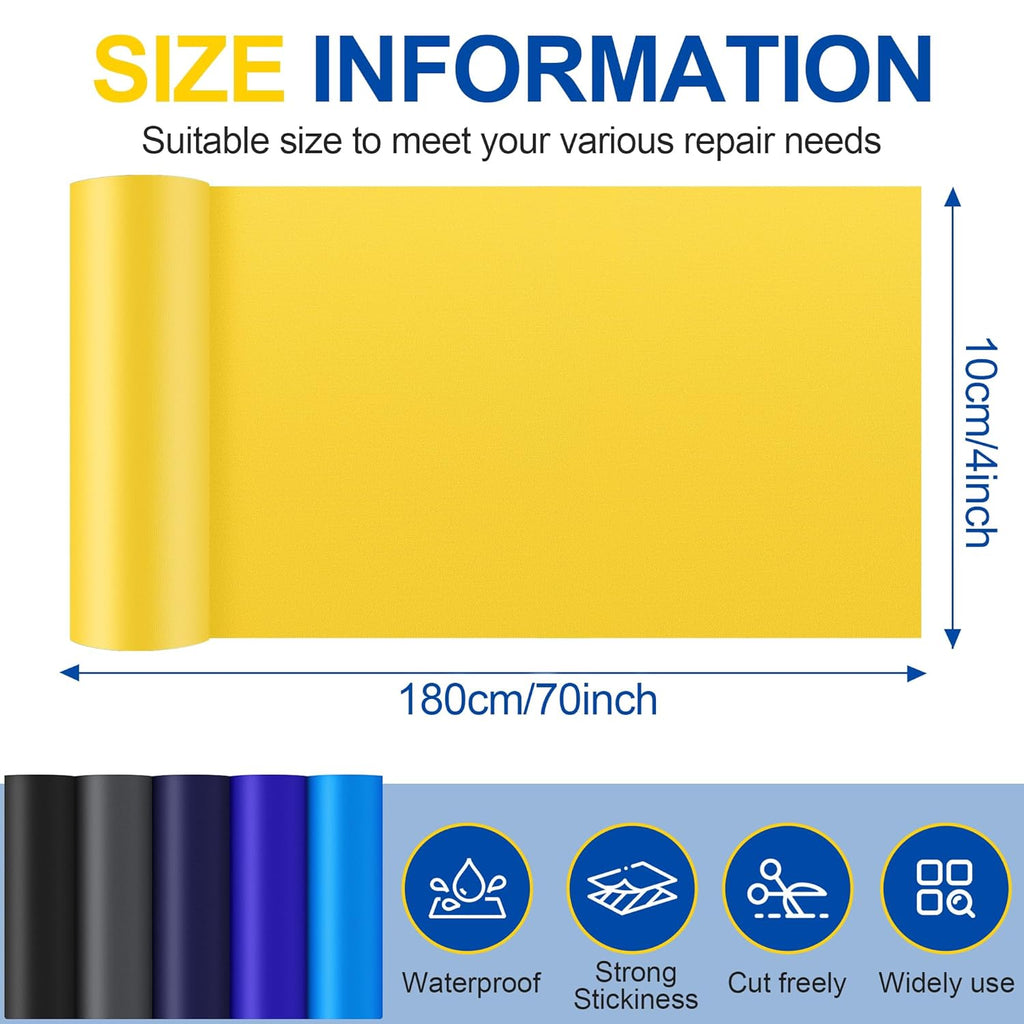 Skiennix Fabric Repair Tape - Self-Adhesive Waterproof Nylon Patch Kit for Jackets & Tents | 4x70 Inch, Yellow