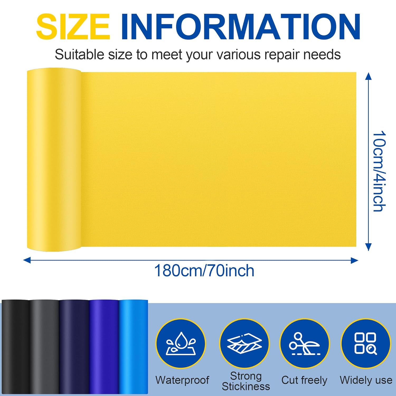 Skiennix Fabric Repair Tape - Self-Adhesive Waterproof Nylon Patch Kit for Jackets & Tents | 4x70 Inch, Yellow