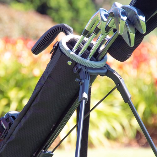 Sunday Stand Bag | Lightweight Carry Golf Bag with Speed Handle, Padded Strap, and Pocket for Driving Range, Par-3, and Executive Courses (Black)