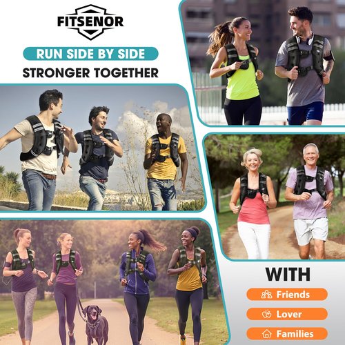 FITSENOR Running Vests, 20lb Weight Vest for Man, High-performance Weighted Vest, Weight Vests with Reflective Stripe and Double Adjustable Buckle, Bodyweight Training, Muscle Building, Rucking, Hiking