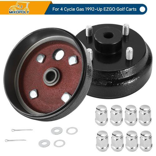 Mixopoly 2 Pack Golf Cart Brake Drum Assembly for EZGO 4 Cycle Gas 1991-up, Replace OEM 21807-G1 21807G2, 1 Inch Large Hole Fine Spline 30 Teeth