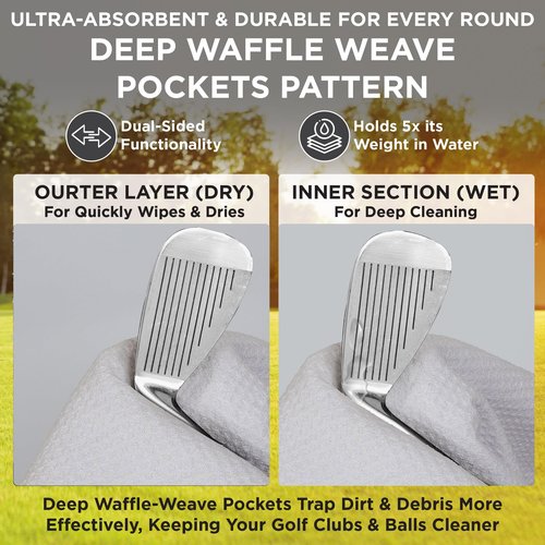 Proper Company Golf Magnetic Golf Towel (White) Microfiber Golf Towel | Ultra Absorbant Waffle Pattern | Extra Strong Magnet for Golf Cart or Clubs