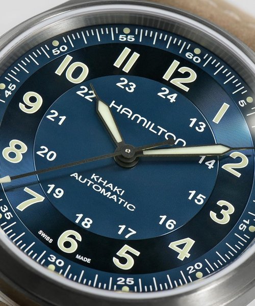 Hamilton Khaki Field Titanium Automatic Men's Watch - 42mm Swiss Made, Blue Dial, 100m Waterproof, Leather Strap