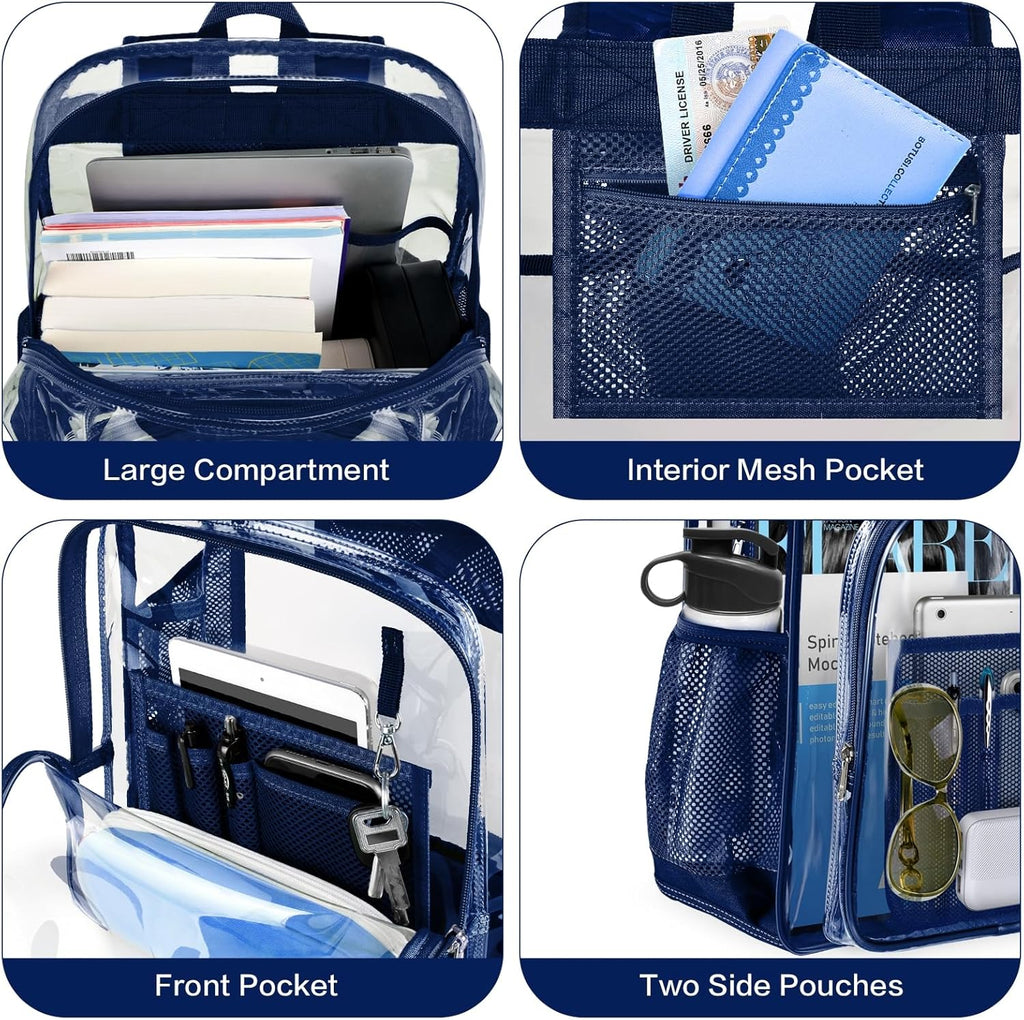 PAMANO Clear Backpack - Heavy-Duty Transparent PVC Bookbag for School, Travel & Security | Unisex Design