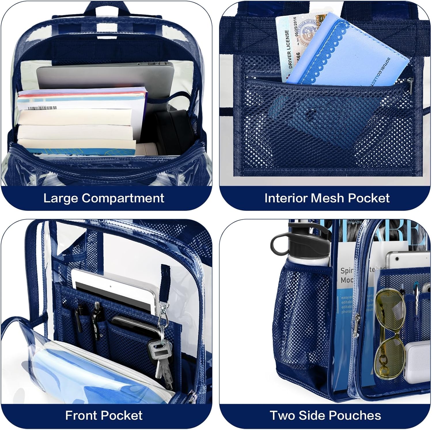 PAMANO Clear Backpack - Heavy-Duty Transparent PVC Bookbag for School, Travel & Security | Unisex Design