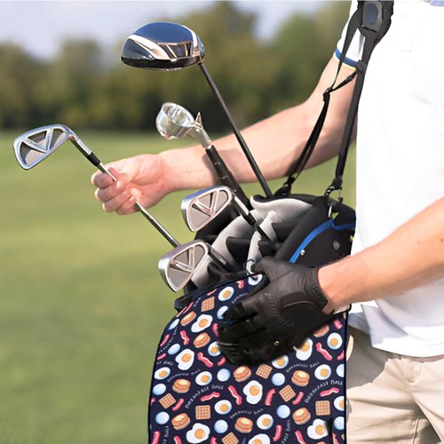 Festi Daze Breakfast Ball Golf Towel Microfiber Cloth with Carabiner Clip, Waffle Weave, Funny Golf Accessory, Golf Bag Towel