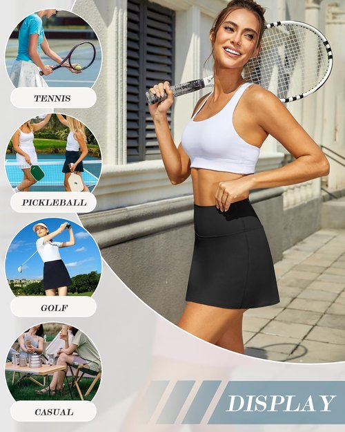 DLOODA Women's High-Waisted Tennis Skort with Pocket - Athletic Mini Golf Skirt for Summer Workouts