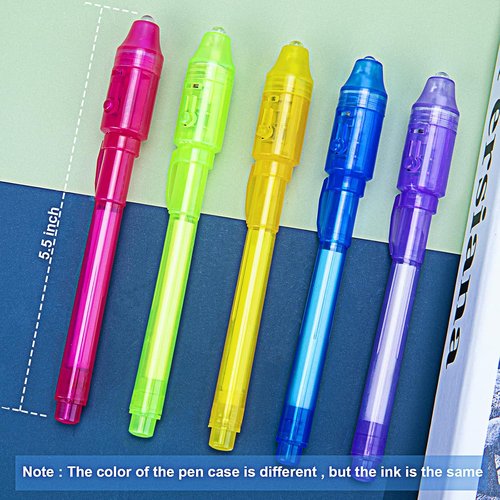 Invisible Spy Ink Pen Set - 5 Pack with UV Light | Fun Party Favors for Kids Ages 8-12