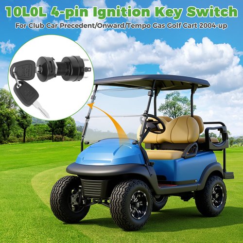 10L0L 4-pin Ignition Key Switch for Club Car Precedent/Onward/Tempo Gas Golf Cart 2004-up, Starter Switch with 2 Keys, Replace OEM 102515101, 1012505