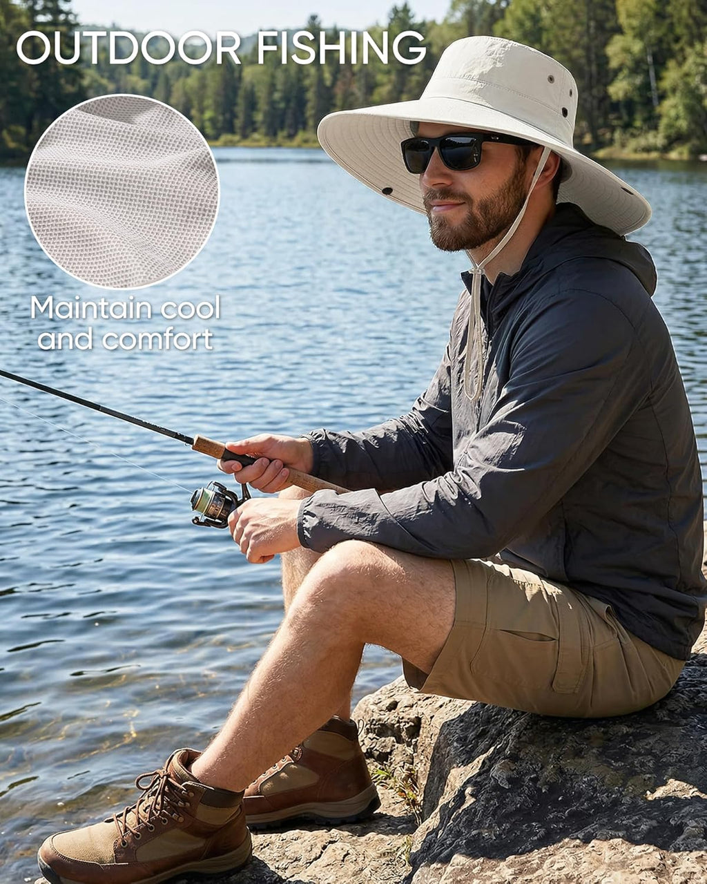 Skiennix Sun Hat - Wide Brim Fishing Hat for Ultimate Sun Protection | Perfect for Summer Outdoor Activities